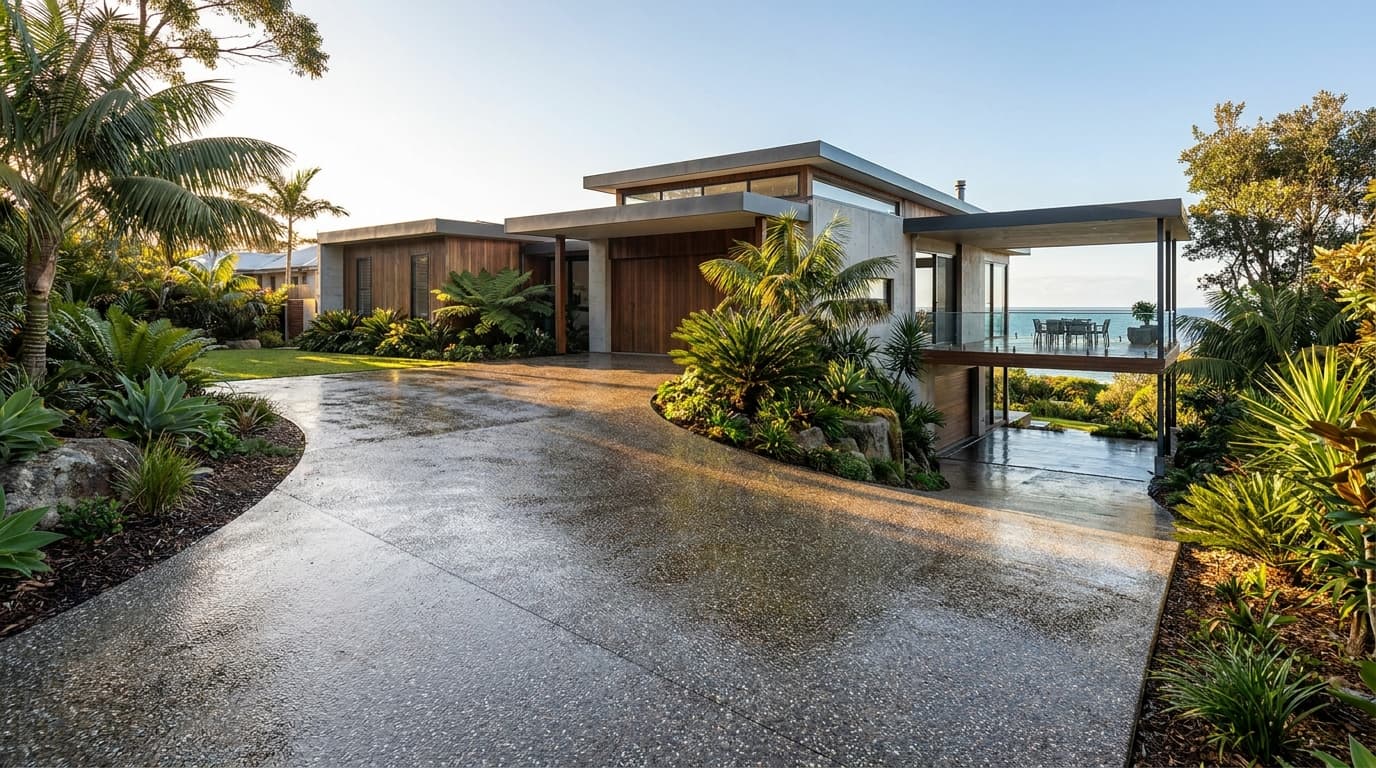 Freshly sealed driveway at a Central Coast home