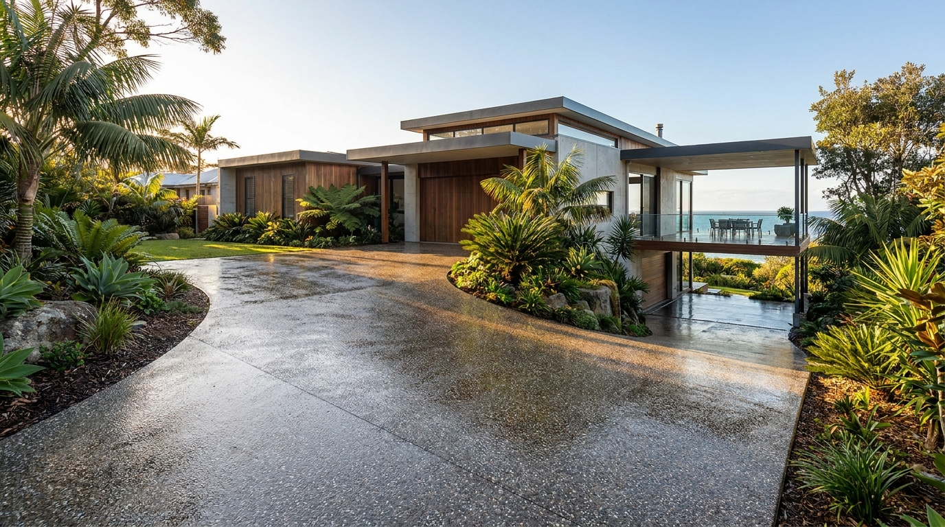 Freshly sealed driveway at a Central Coast home
